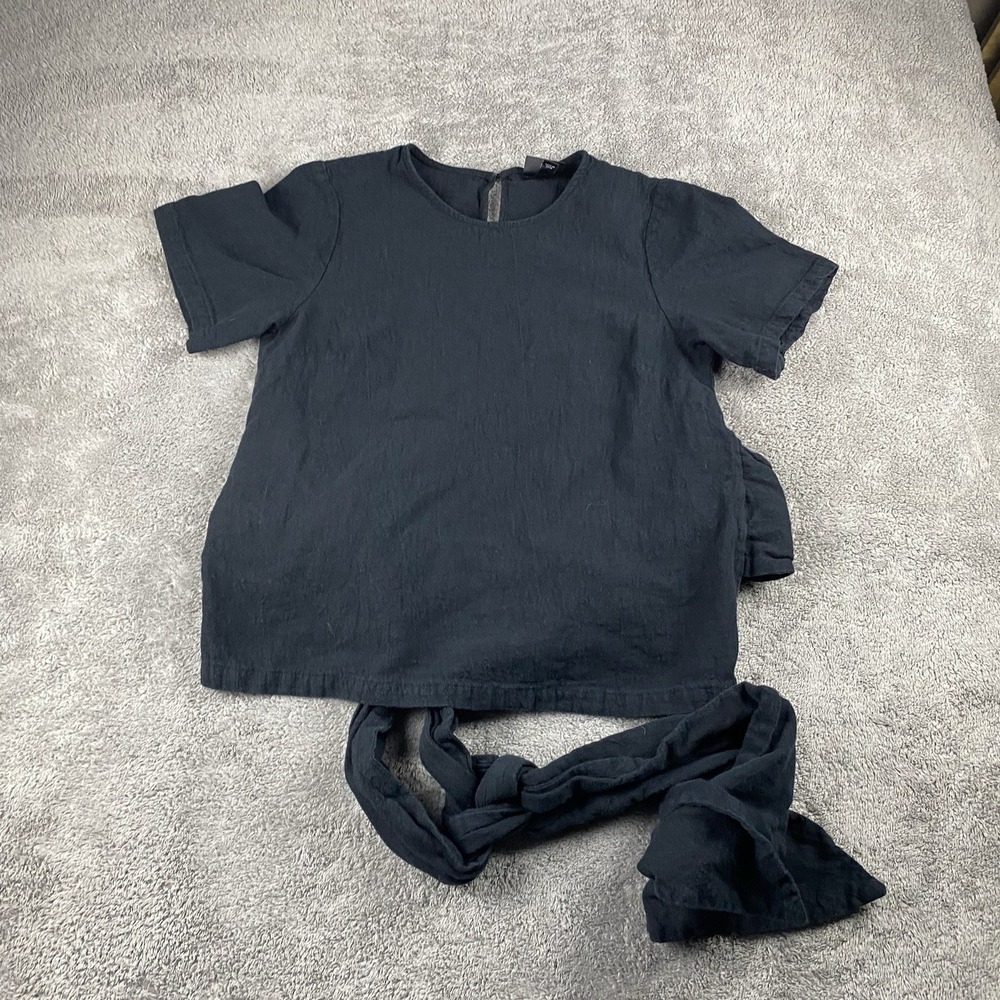 Mossimo‎ Short Sleeve Shirt Top Womens Small Black Tie Back Top